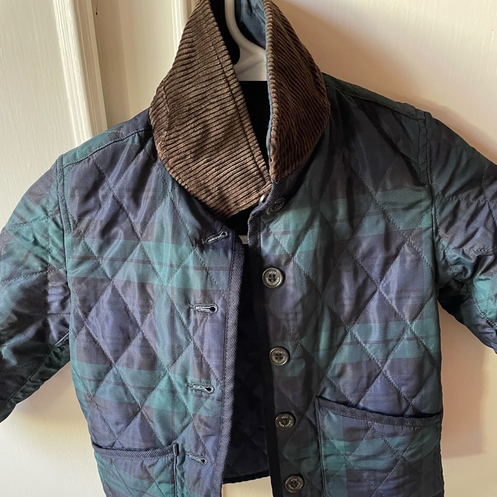 Rqlph lauren Polo REVERSIBLE barn jacket 3T.  Tartan plaid and navy quilted